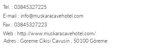 Mukara Cave Hotel telefon numaralar, faks, e-mail, posta adresi ve iletiim bilgileri